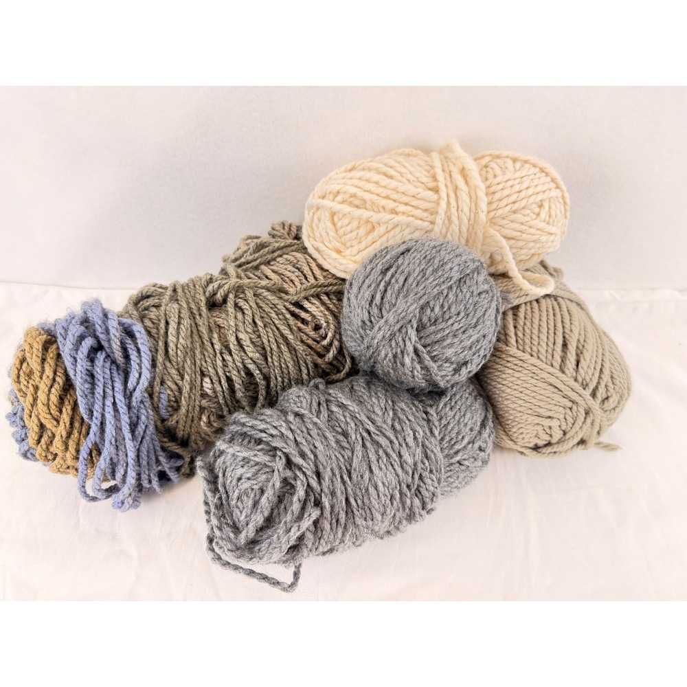 Mixed Lot Chunky Super Bulky Yarn Neutral Gray Cream Gold Metallic Earth Tones